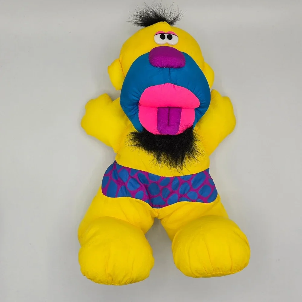 Vintage Fisher Price Puffalumps Grrrunts Caveman Plush 1992‎ Yellow Works
